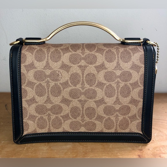 New Coach 1941 Riley Top Handle 22 In Signature Canvas Tan/Black - Picture 2 of 12